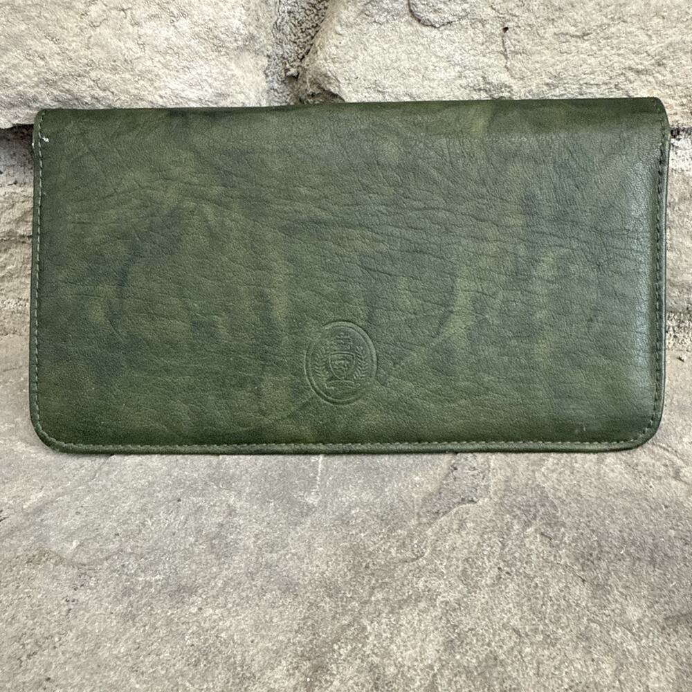Mundi Leather Checkbook Organizer Wallet, Green 7.5” X 4”
